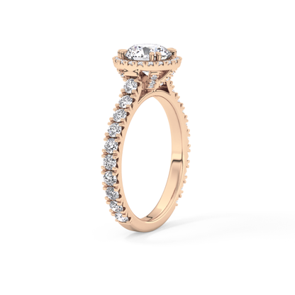 Round Halo & Pave Lab Grown Diamond Engagement Ring