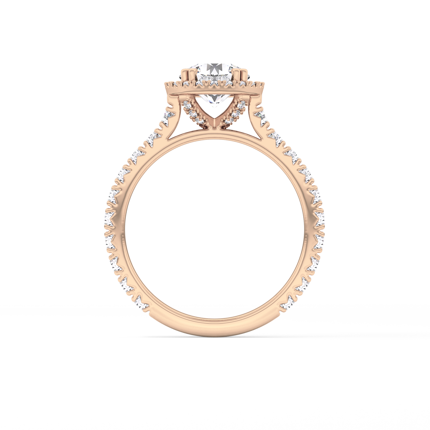 Round Halo & Pave Lab Grown Diamond Engagement Ring
