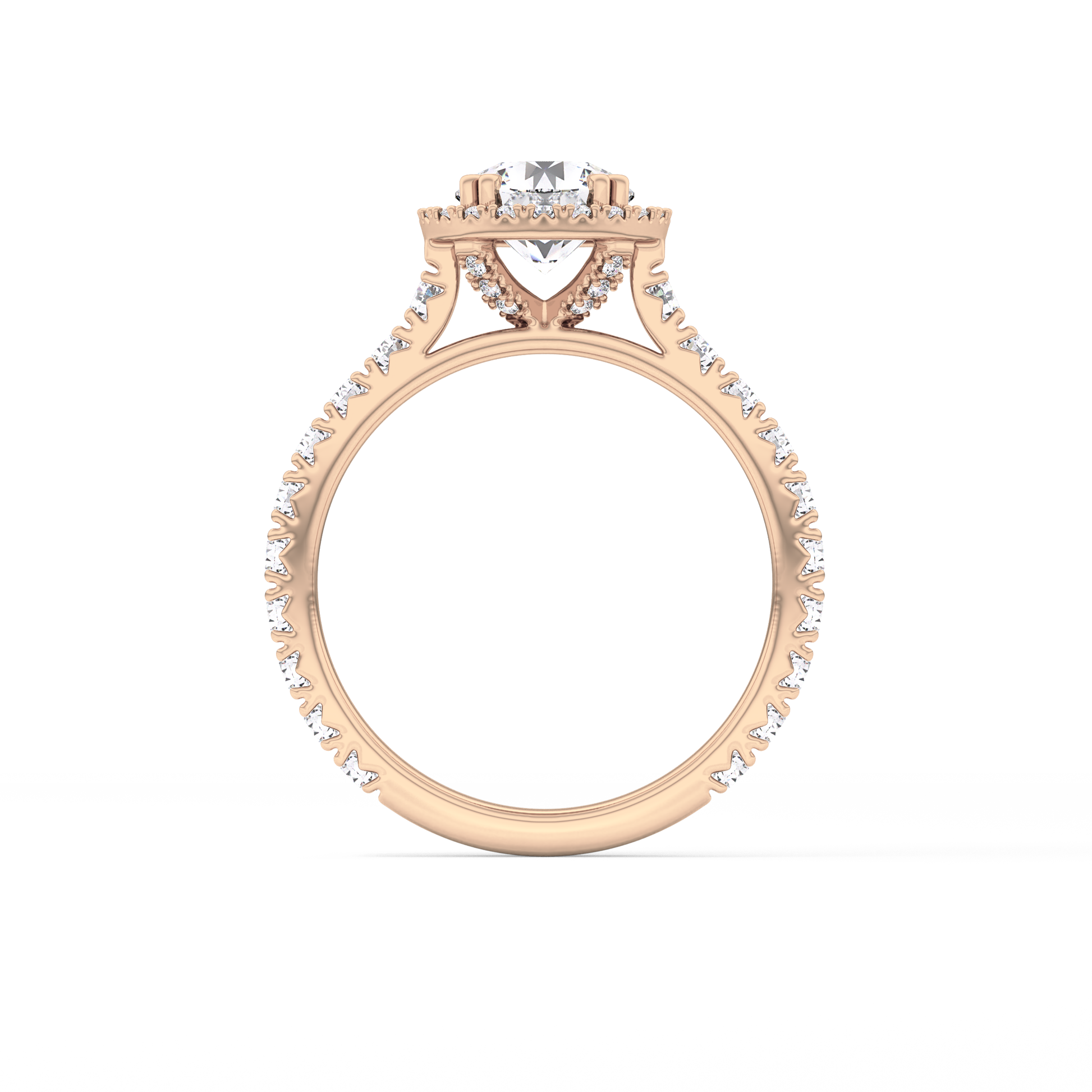 Round Halo & Pave Lab Grown Diamond Engagement Ring