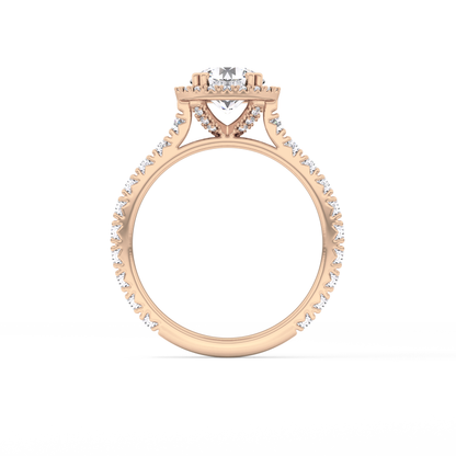 Round Halo & Pave Lab Grown Diamond Engagement Ring