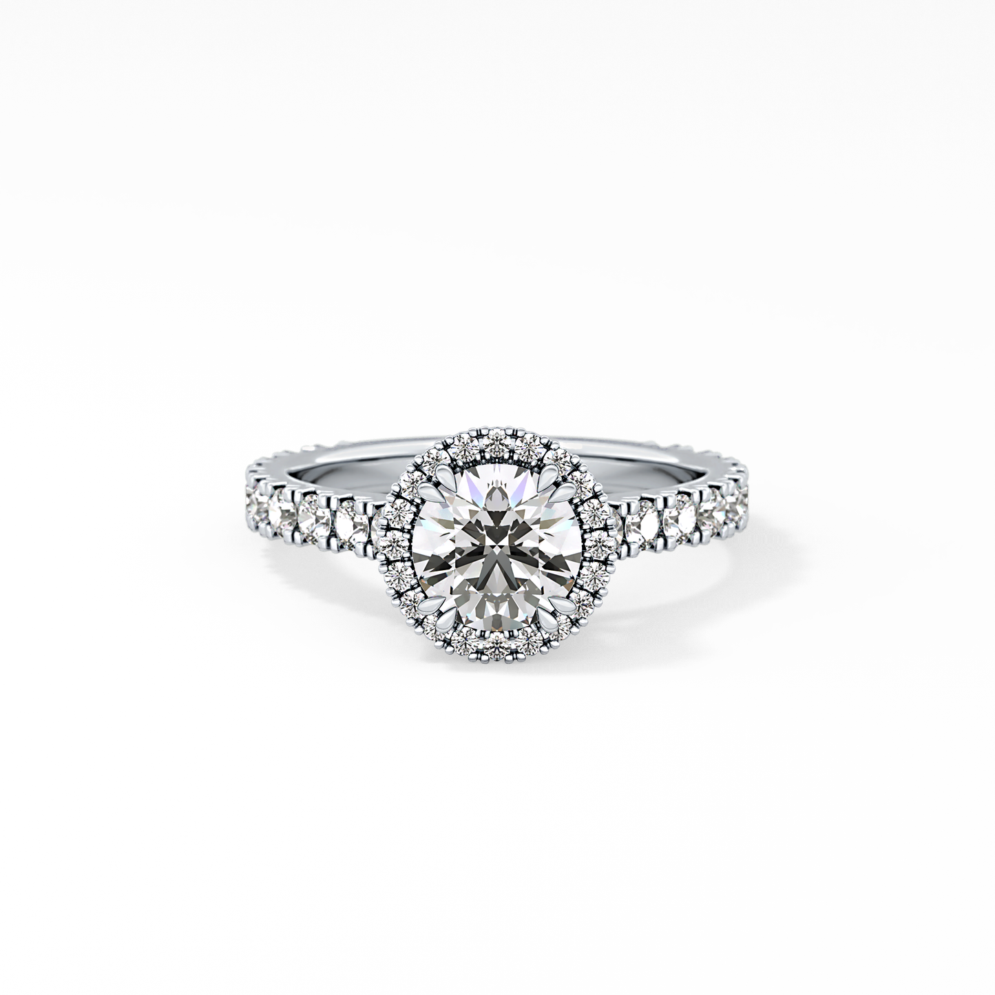 Round Halo & Pave Lab Grown Diamond Engagement Ring