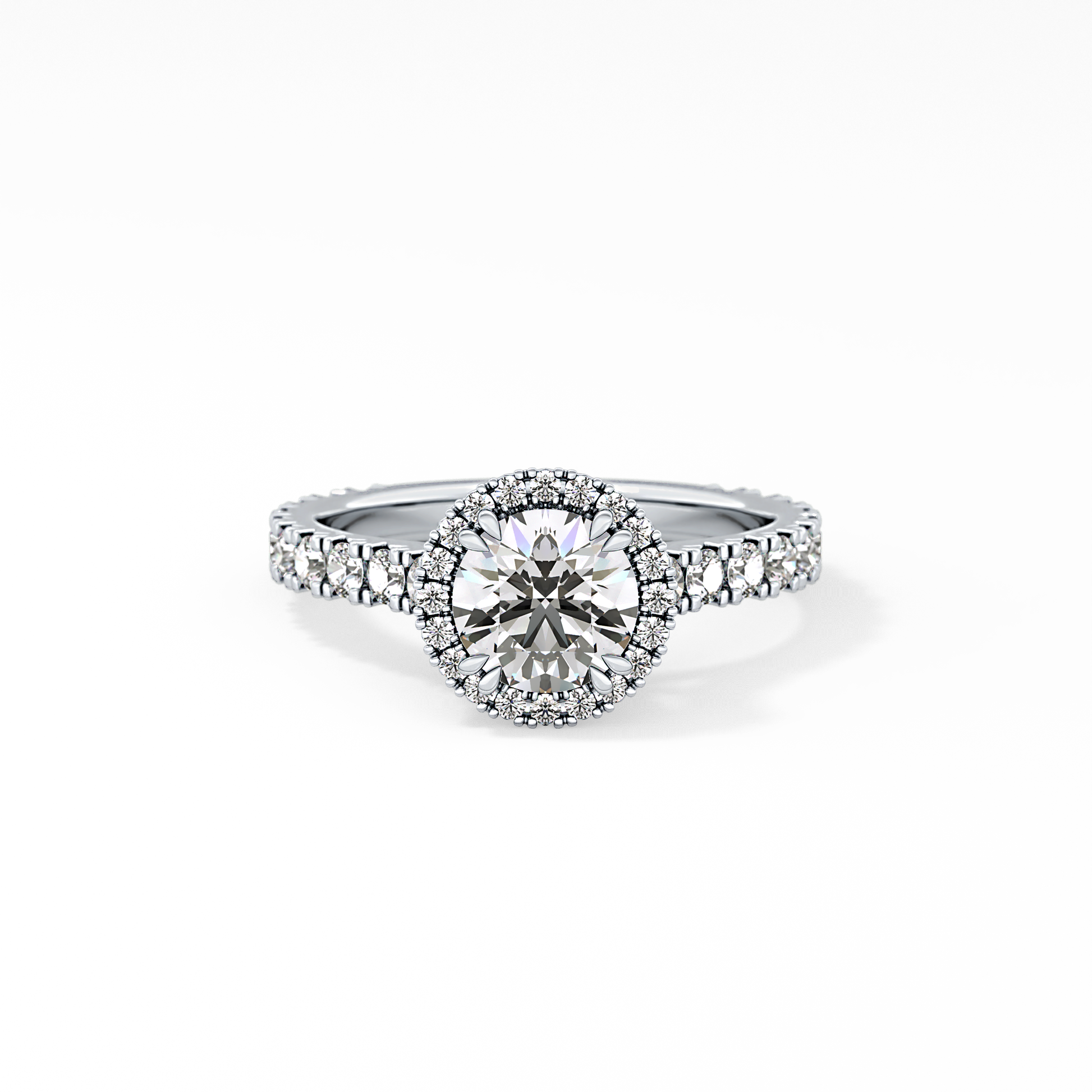 Round Halo & Pave Lab Grown Diamond Engagement Ring