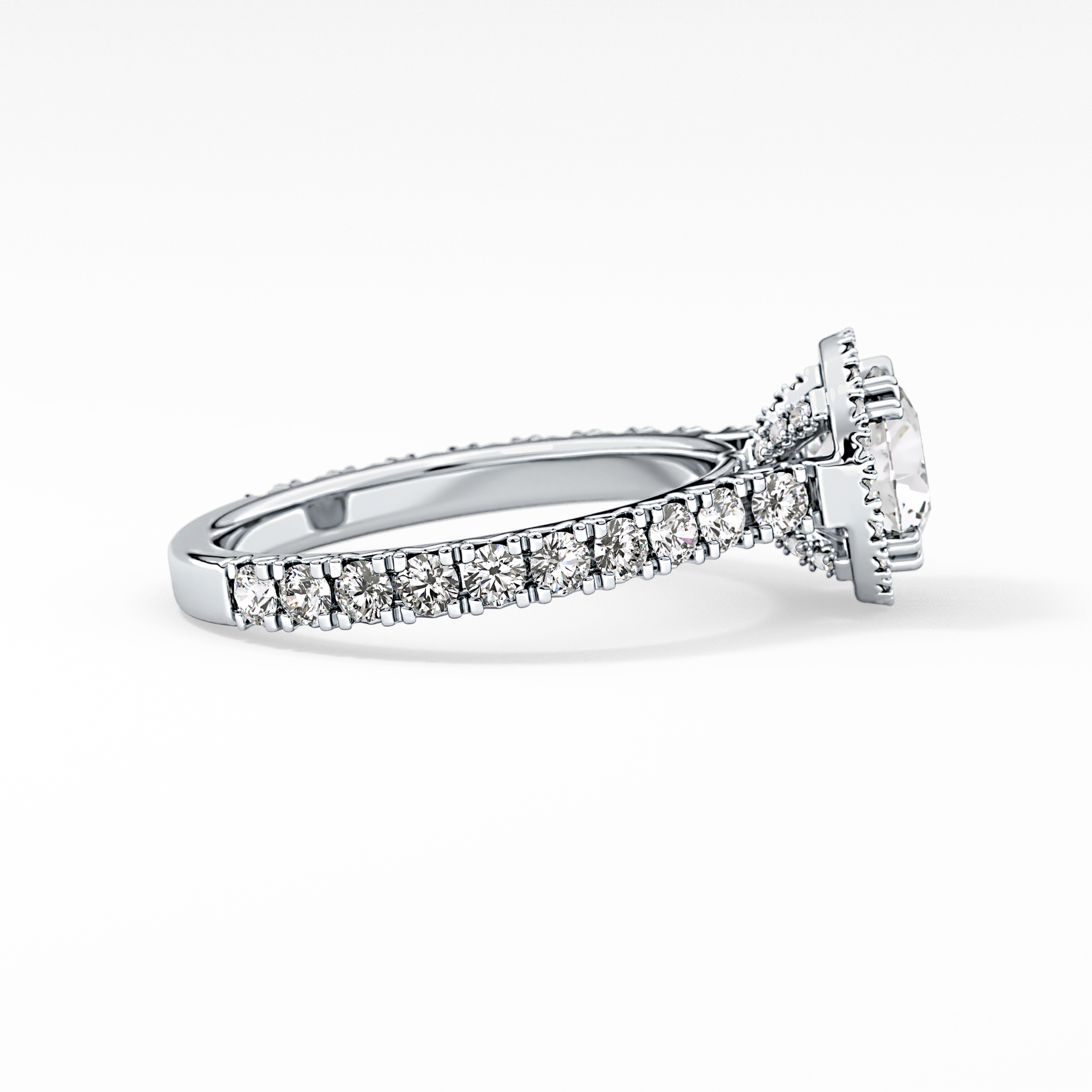 Round Halo & Pave Lab Grown Diamond Engagement Ring