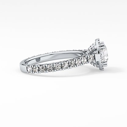 Round Halo & Pave Lab Grown Diamond Engagement Ring