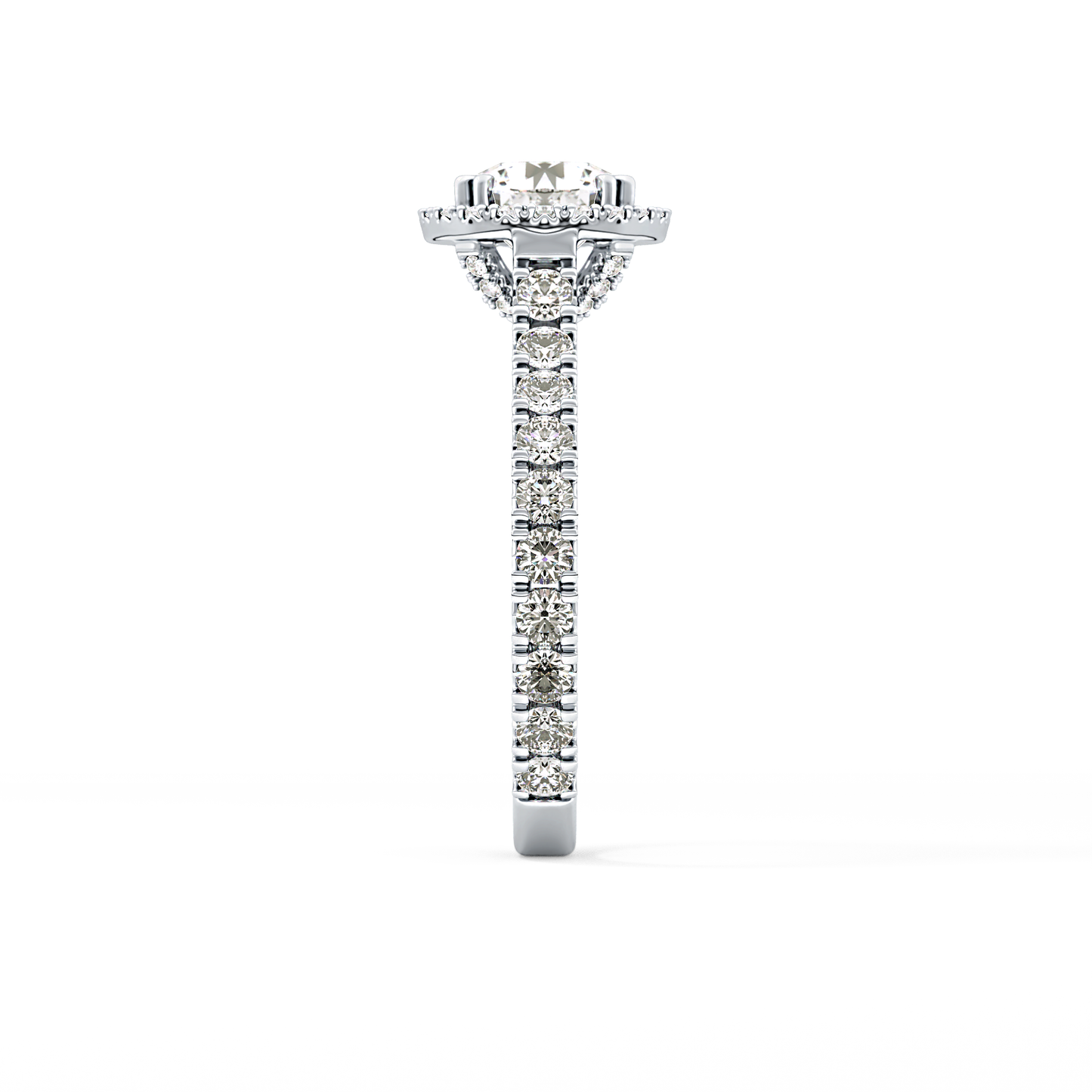 Round Halo & Pave Lab Grown Diamond Engagement Ring
