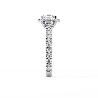 Round Halo & Pave Lab Grown Diamond Engagement Ring