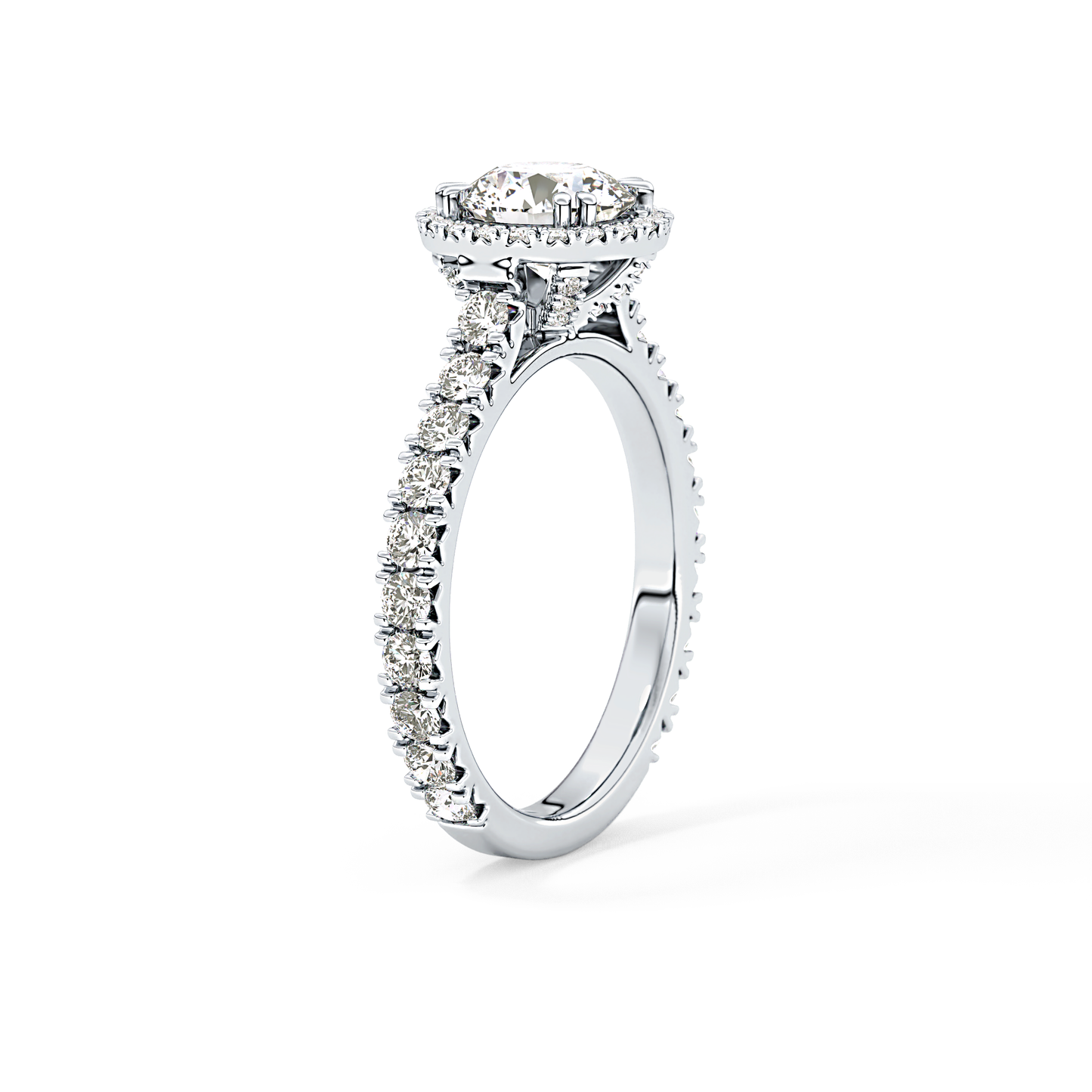 Round Halo & Pave Lab Grown Diamond Engagement Ring