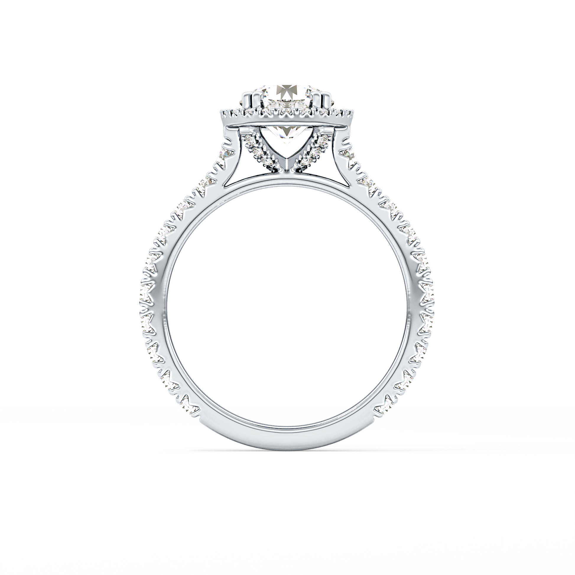 Round Halo & Pave Lab Grown Diamond Engagement Ring