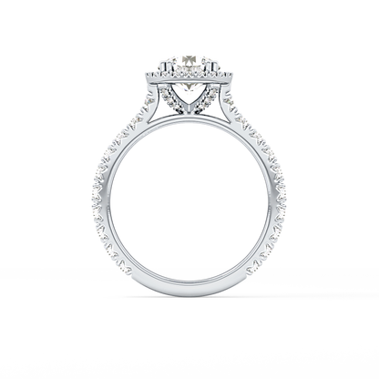 Round Halo & Pave Lab Grown Diamond Engagement Ring