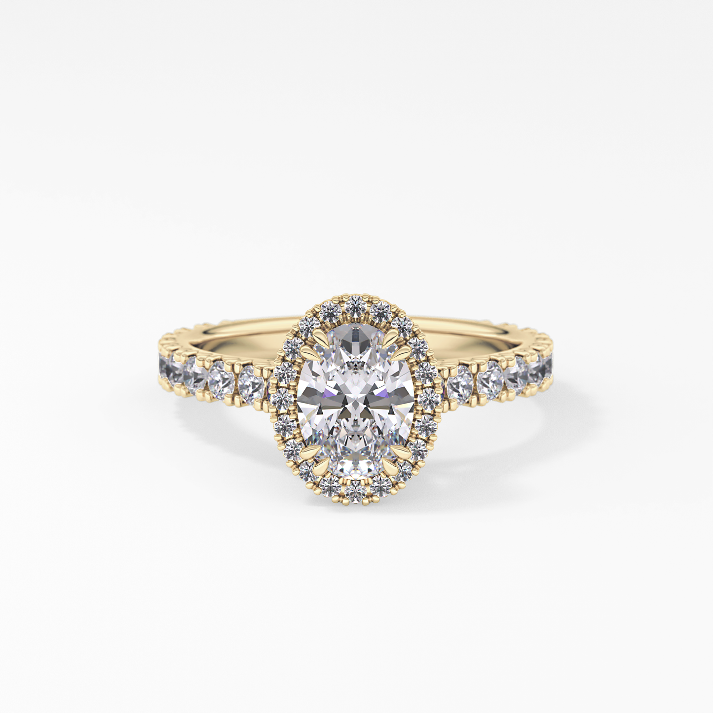 Oval Halo & Pave Lab Grown Diamond Engagement Ring