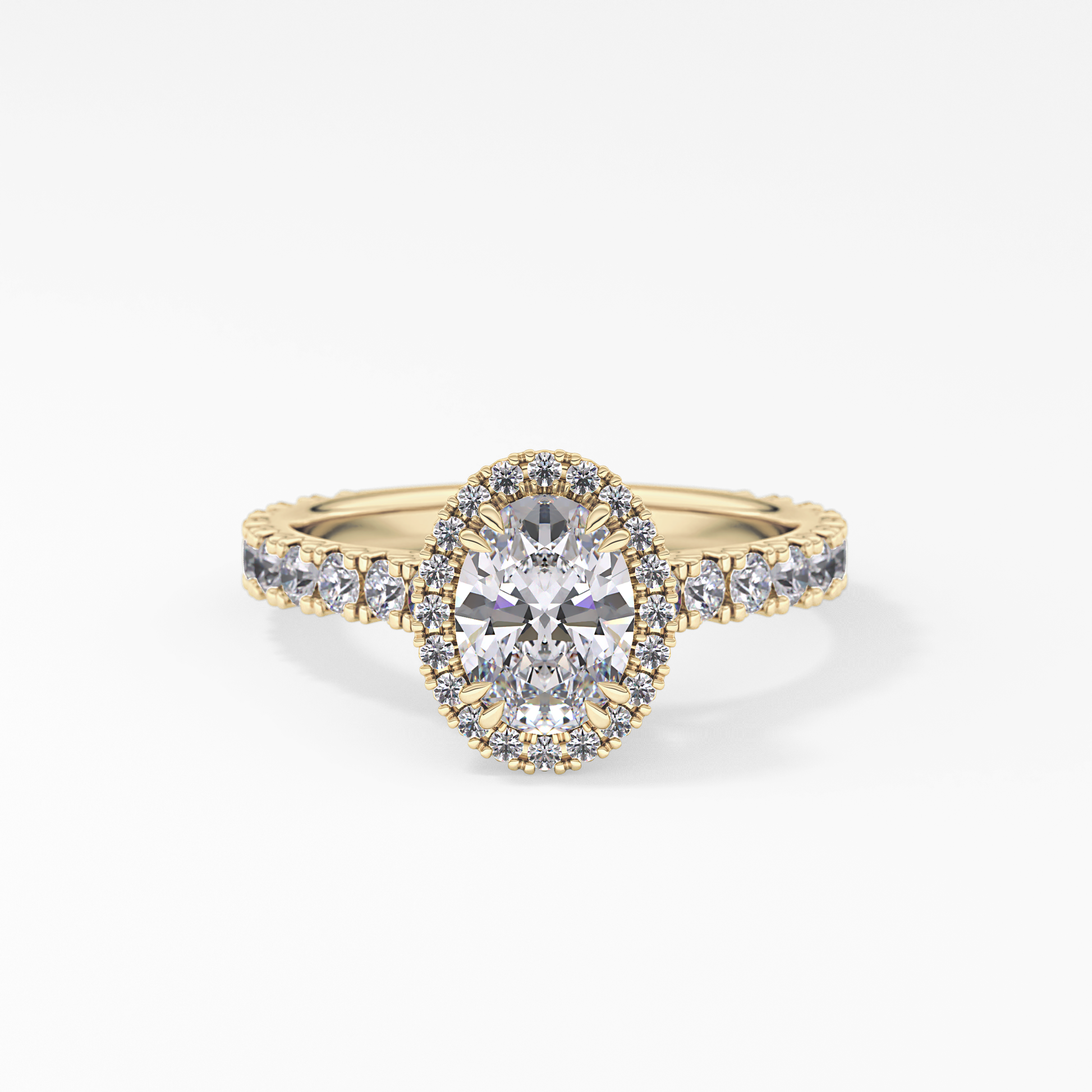 Oval Halo & Pave Lab Grown Diamond Engagement Ring