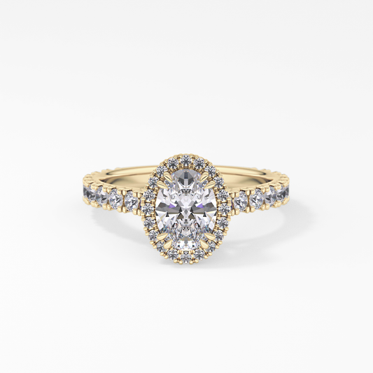Oval Halo & Pave Lab Grown Diamond Engagement Ring