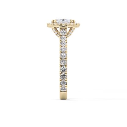 Oval Halo & Pave Lab Grown Diamond Engagement Ring