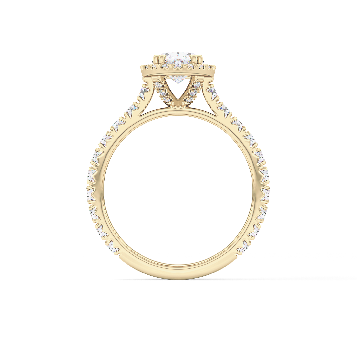 Oval Halo & Pave Lab Grown Diamond Engagement Ring