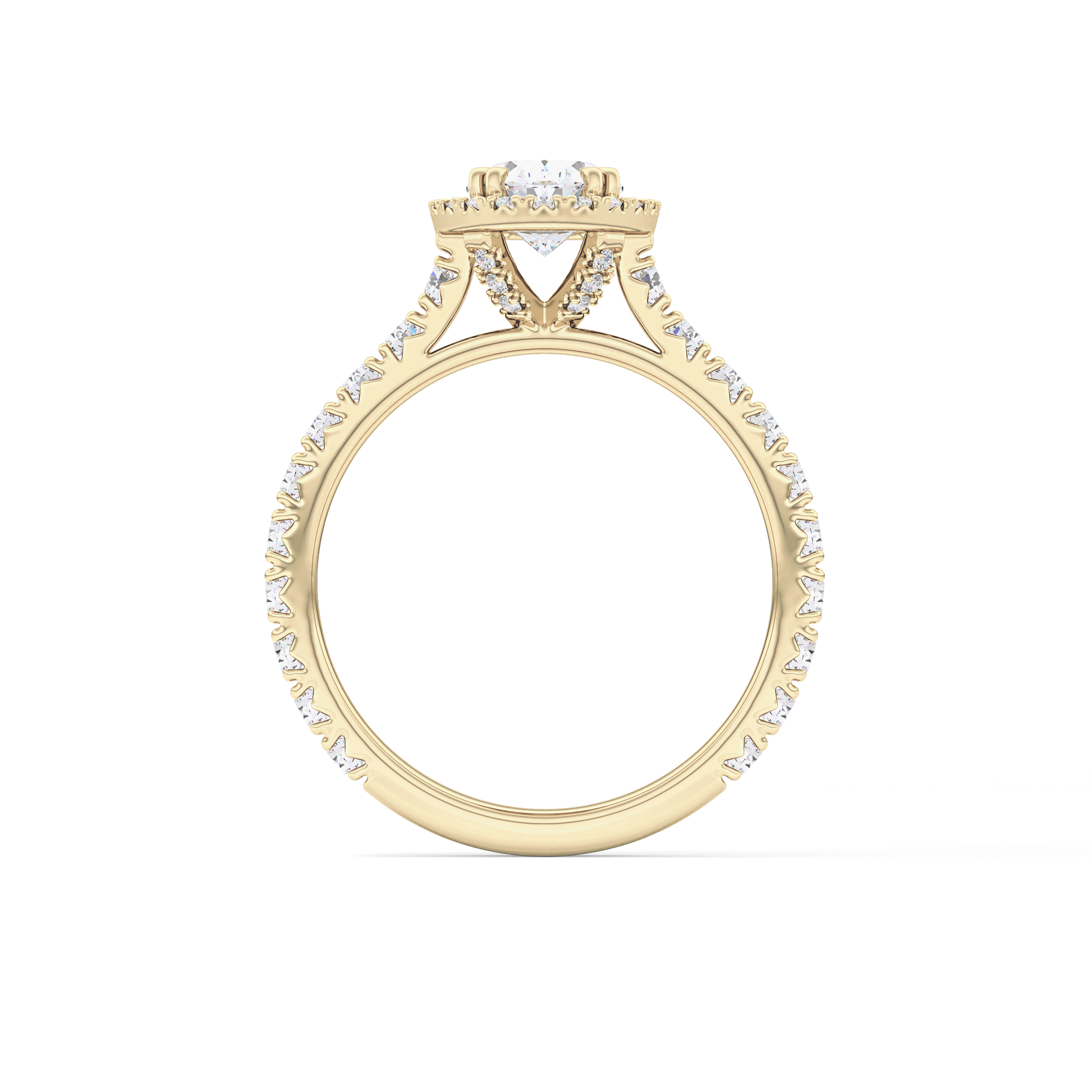 Oval Halo & Pave Lab Grown Diamond Engagement Ring