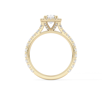 Oval Halo & Pave Lab Grown Diamond Engagement Ring