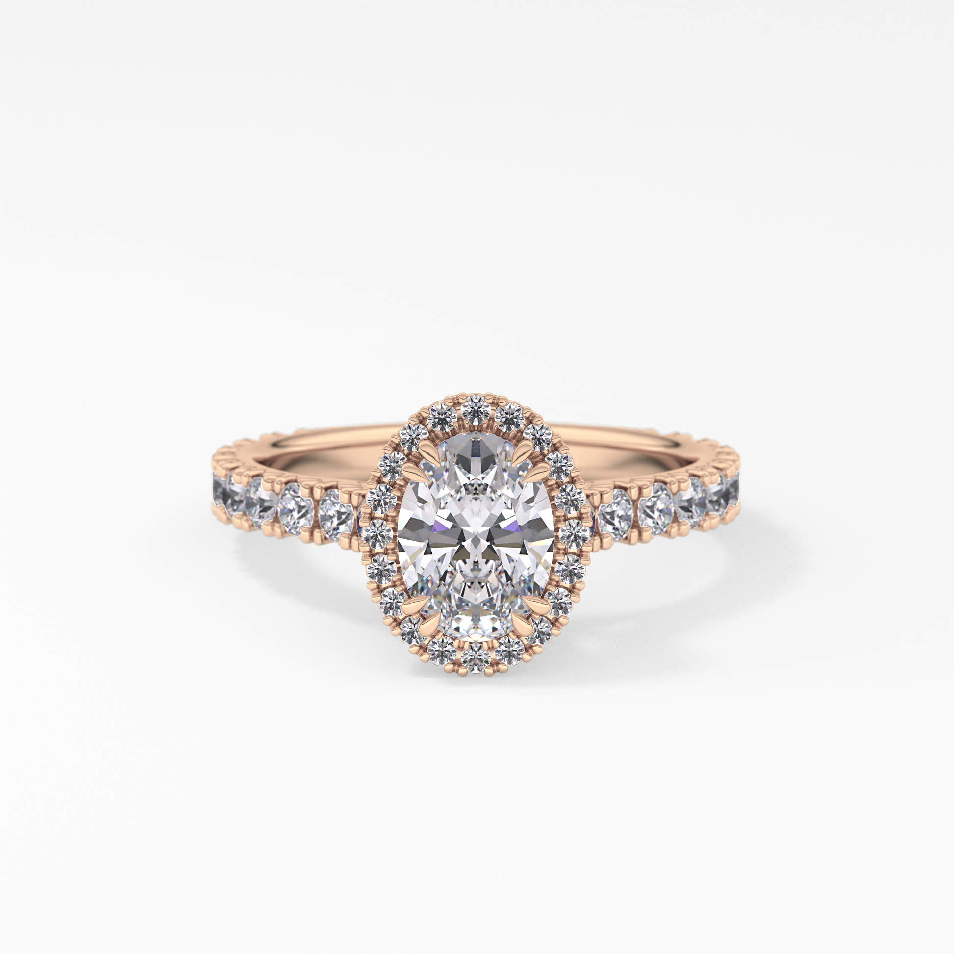 Oval Halo & Pave Lab Grown Diamond Engagement Ring