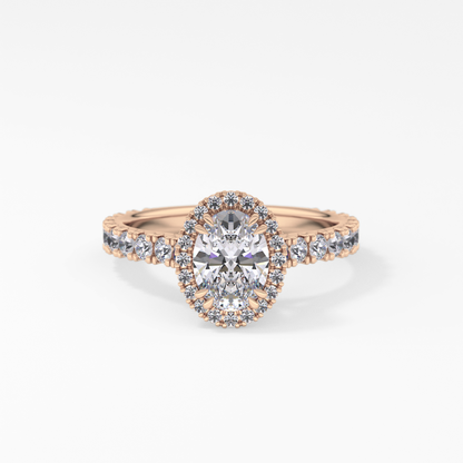 Oval Halo & Pave Lab Grown Diamond Engagement Ring