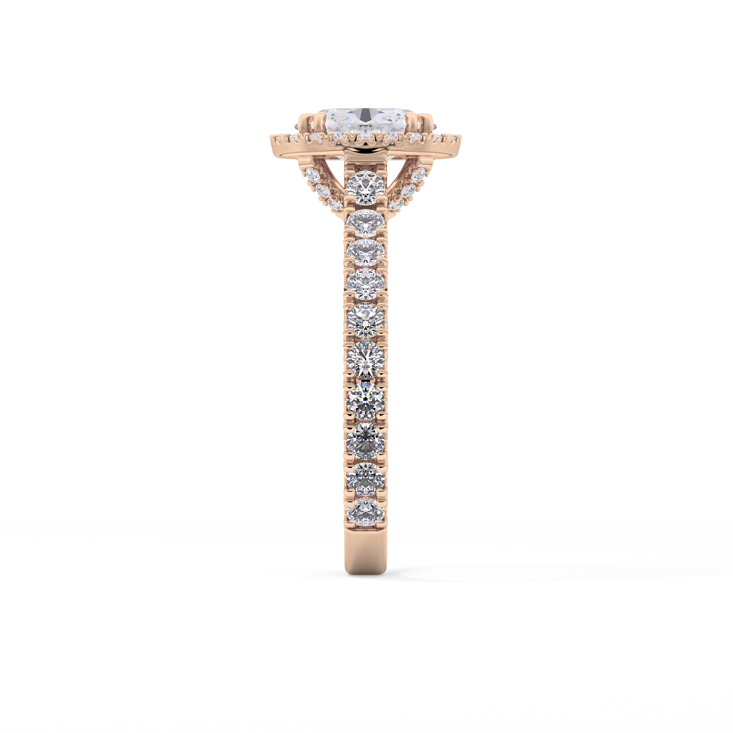 Oval Halo & Pave Lab Grown Diamond Engagement Ring