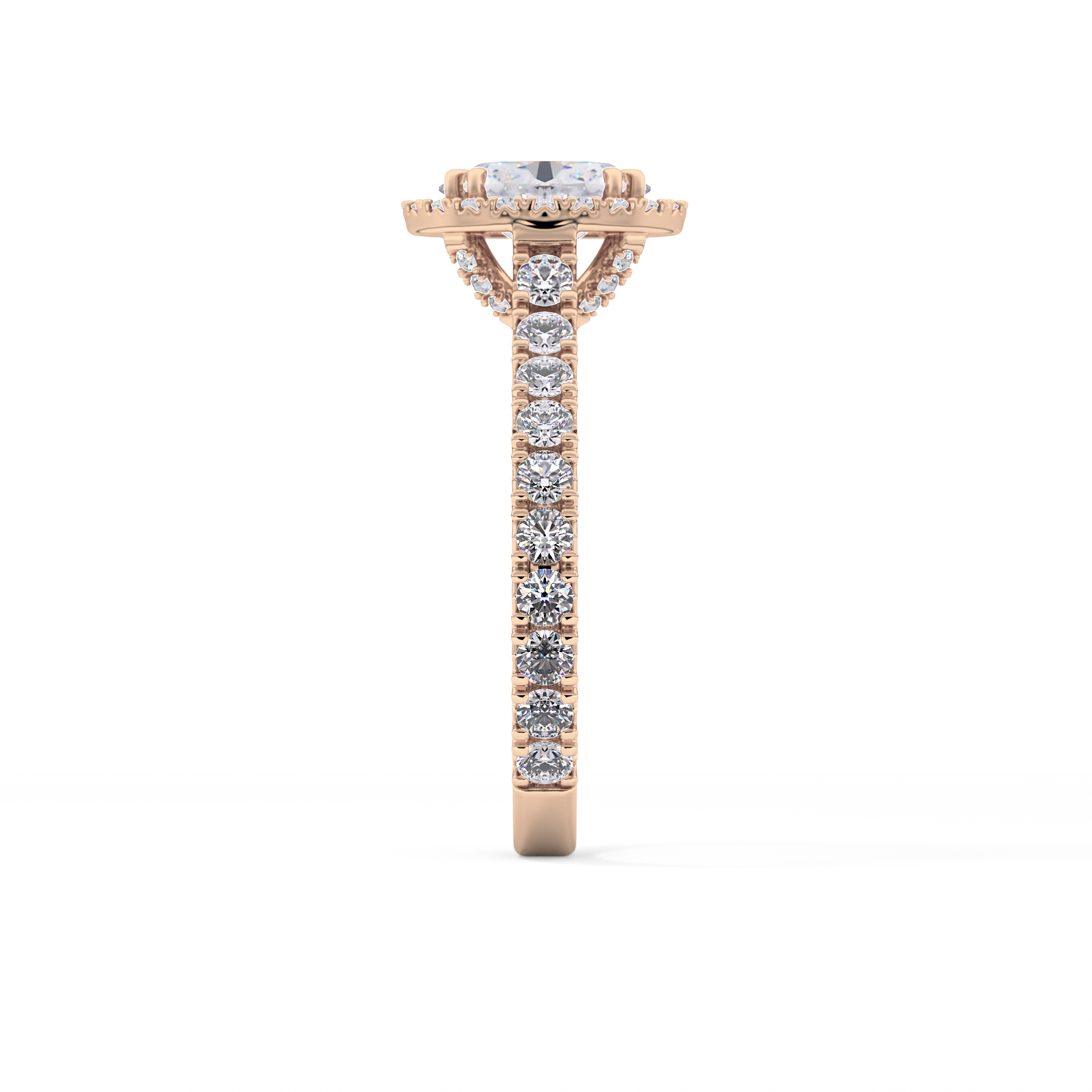 Oval Halo & Pave Lab Grown Diamond Engagement Ring
