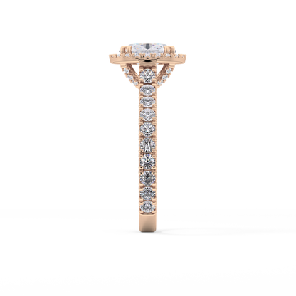 Oval Halo & Pave Lab Grown Diamond Engagement Ring