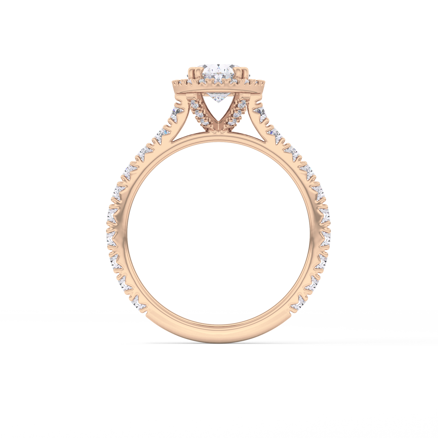 Oval Halo & Pave Lab Grown Diamond Engagement Ring