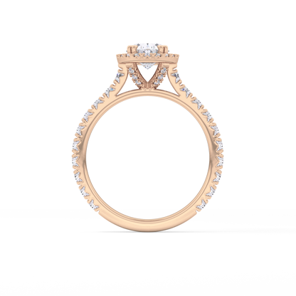Oval Halo & Pave Lab Grown Diamond Engagement Ring