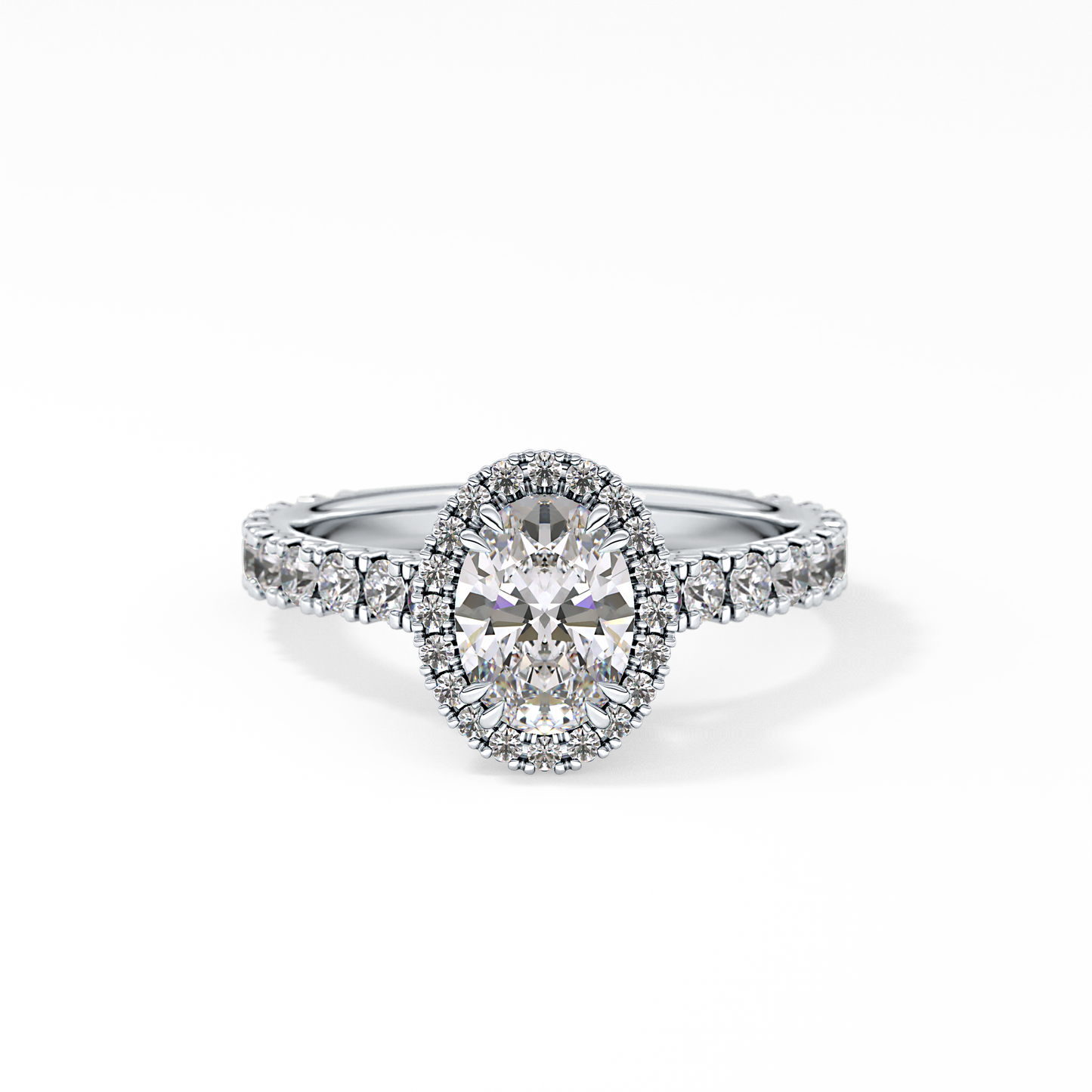 Oval Halo & Pave Lab Grown Diamond Engagement Ring