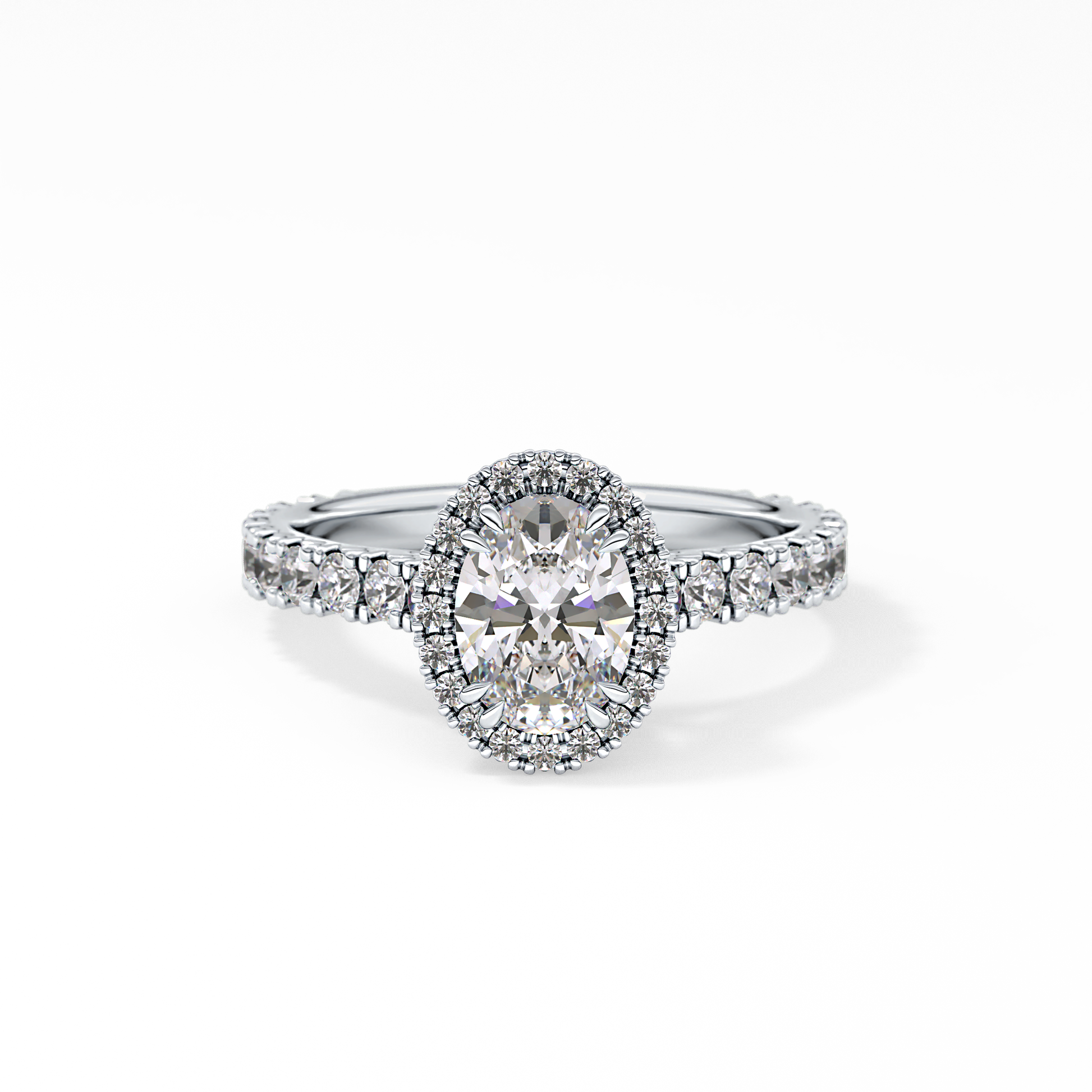 Oval Halo & Pave Lab Grown Diamond Engagement Ring