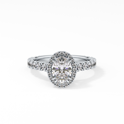 Oval Halo & Pave Lab Grown Diamond Engagement Ring