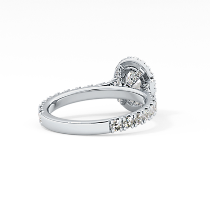 Oval Halo & Pave Lab Grown Diamond Engagement Ring