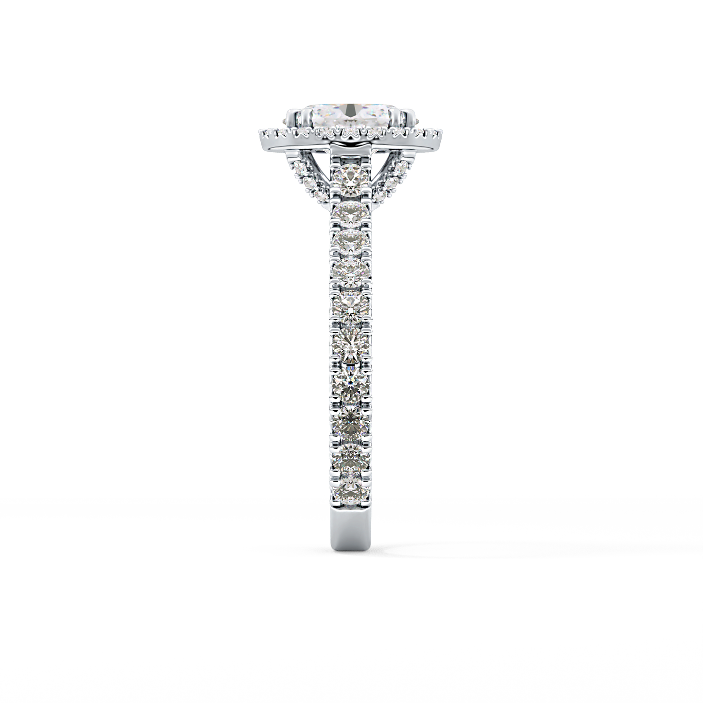 Oval Halo & Pave Lab Grown Diamond Engagement Ring