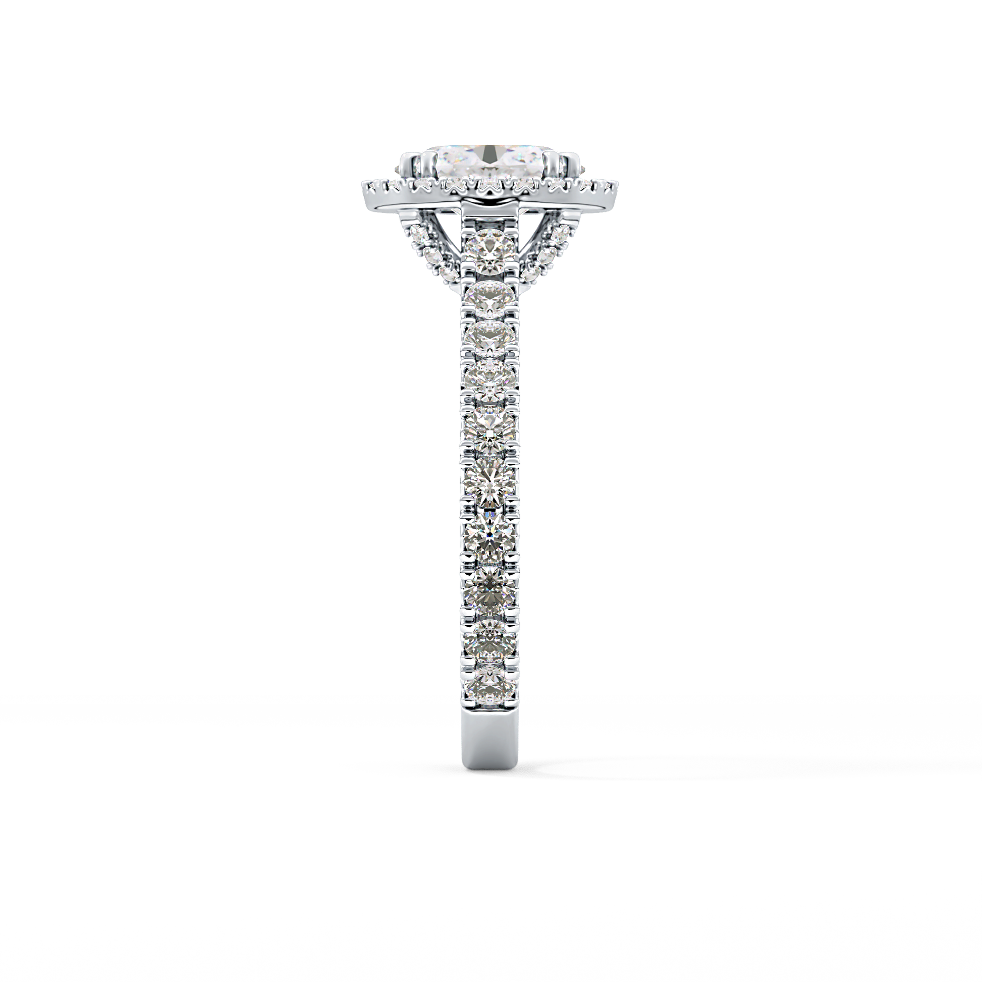 Oval Halo & Pave Lab Grown Diamond Engagement Ring