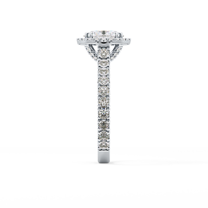 Oval Halo & Pave Lab Grown Diamond Engagement Ring