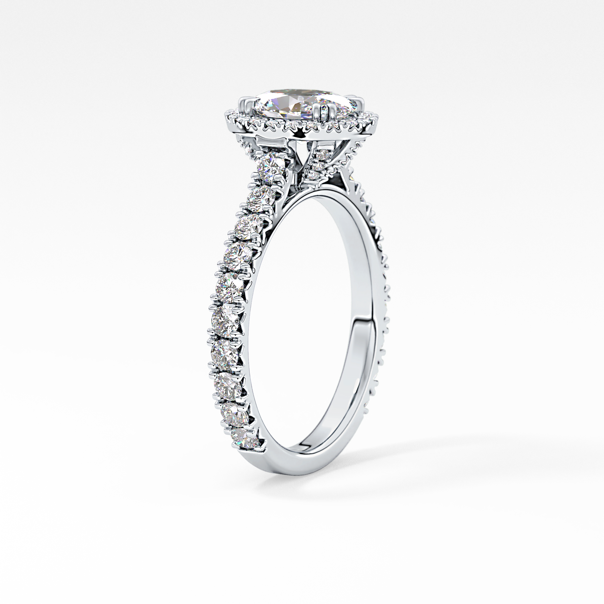 Oval Halo & Pave Lab Grown Diamond Engagement Ring