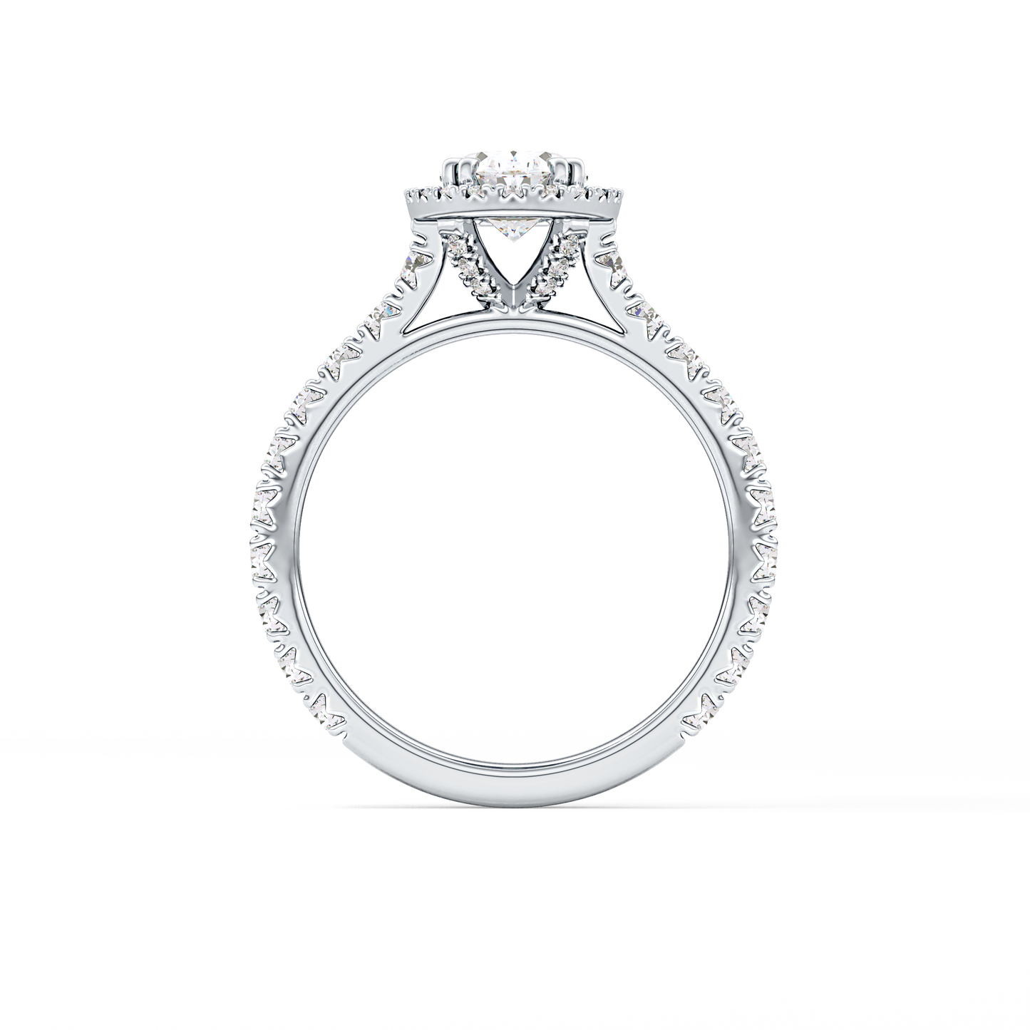 Oval Halo & Pave Lab Grown Diamond Engagement Ring