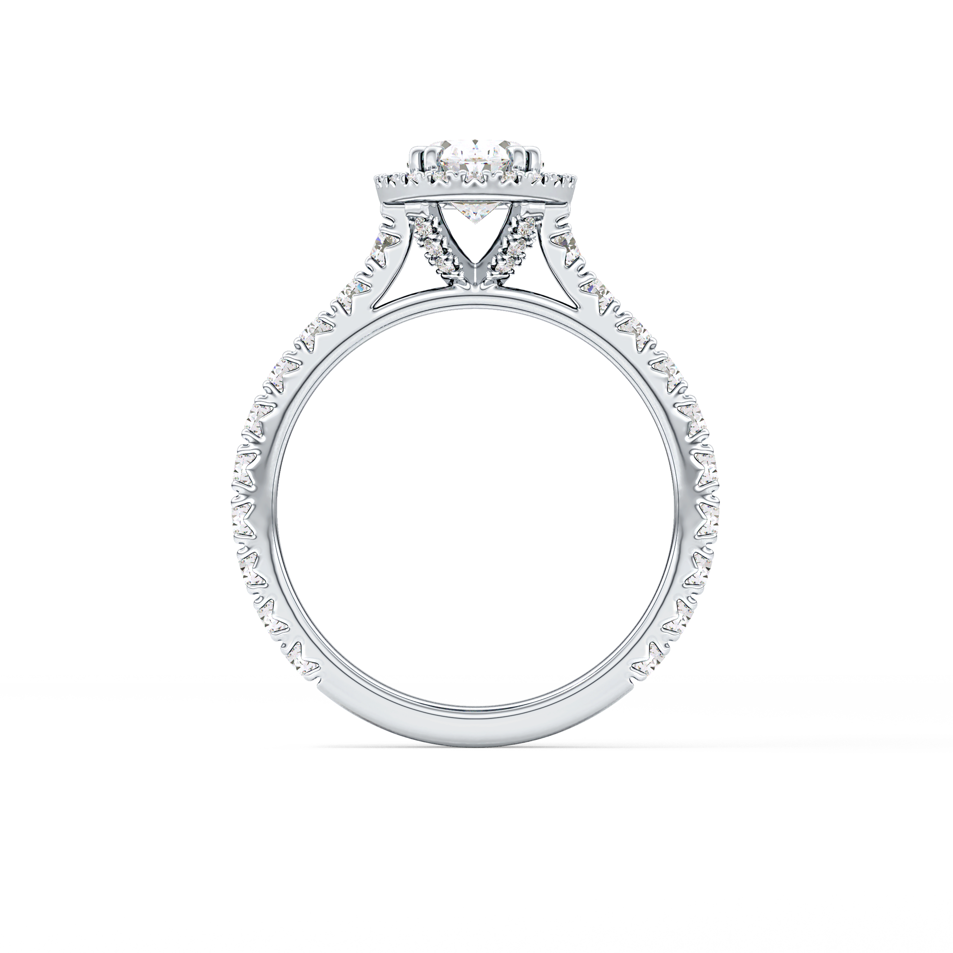 Oval Halo & Pave Lab Grown Diamond Engagement Ring