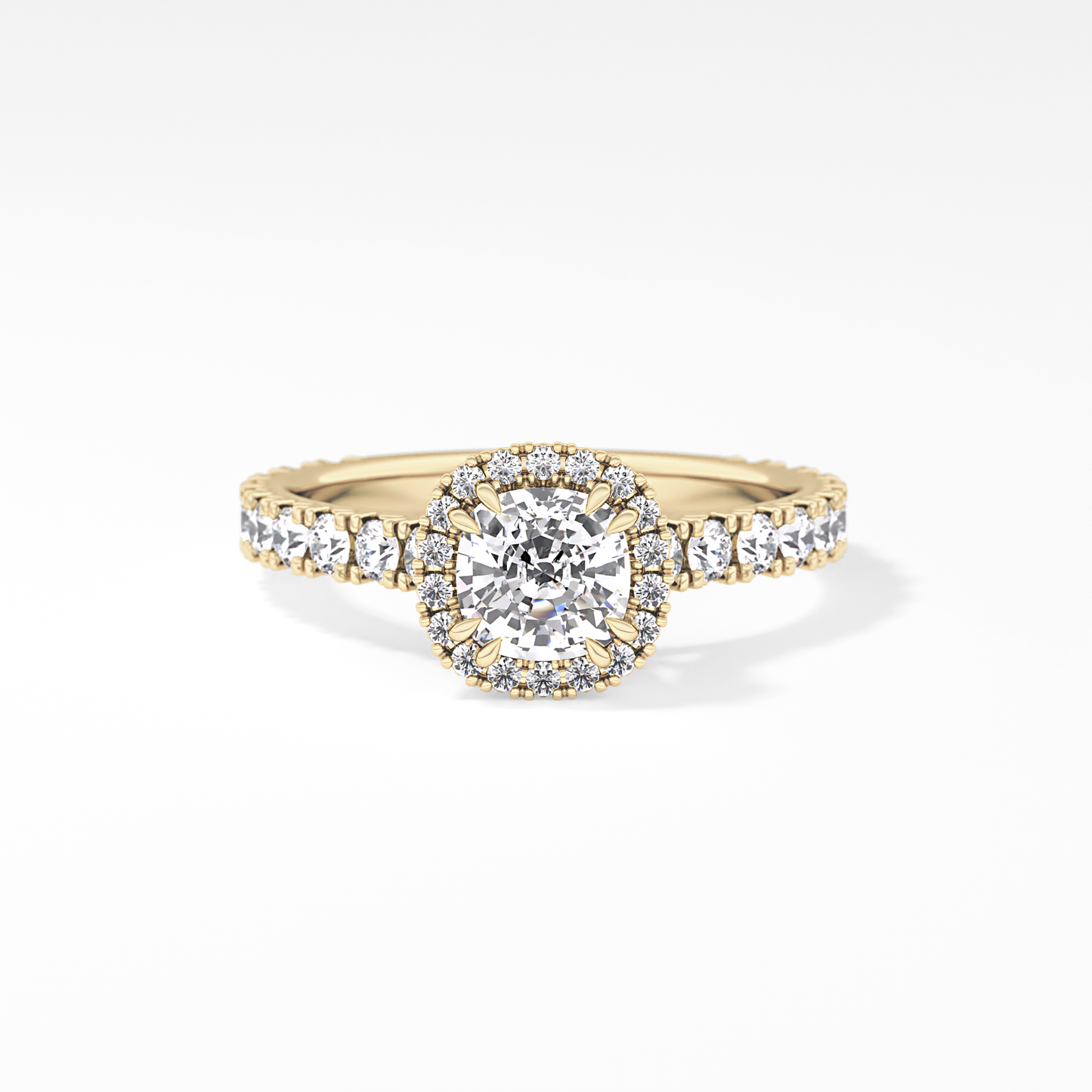 Cushion Halo & Pave Lab Grown Diamond Engagement Ring