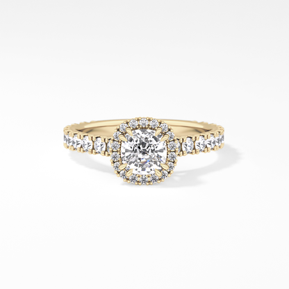 Cushion Halo & Pave Lab Grown Diamond Engagement Ring