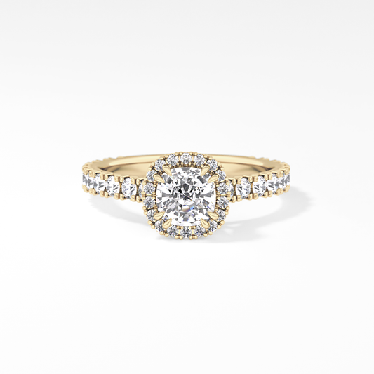 Cushion Halo & Pave Lab Grown Diamond Engagement Ring