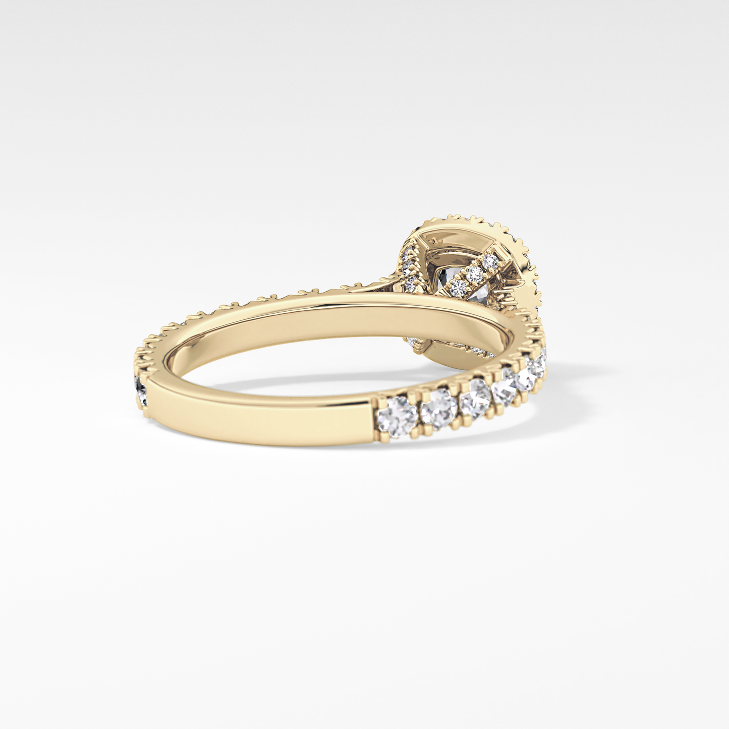 Cushion Halo & Pave Lab Grown Diamond Engagement Ring