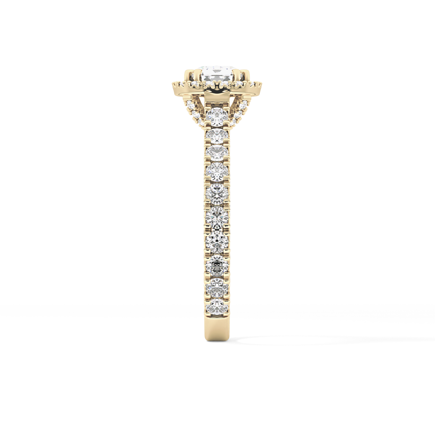 Cushion Halo & Pave Lab Grown Diamond Engagement Ring