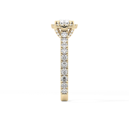 Cushion Halo & Pave Lab Grown Diamond Engagement Ring