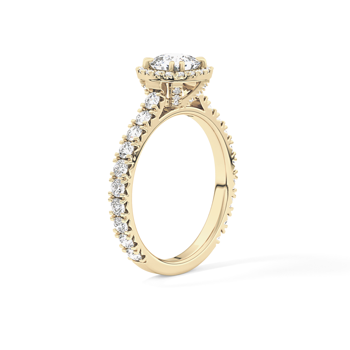 Cushion Halo & Pave Lab Grown Diamond Engagement Ring