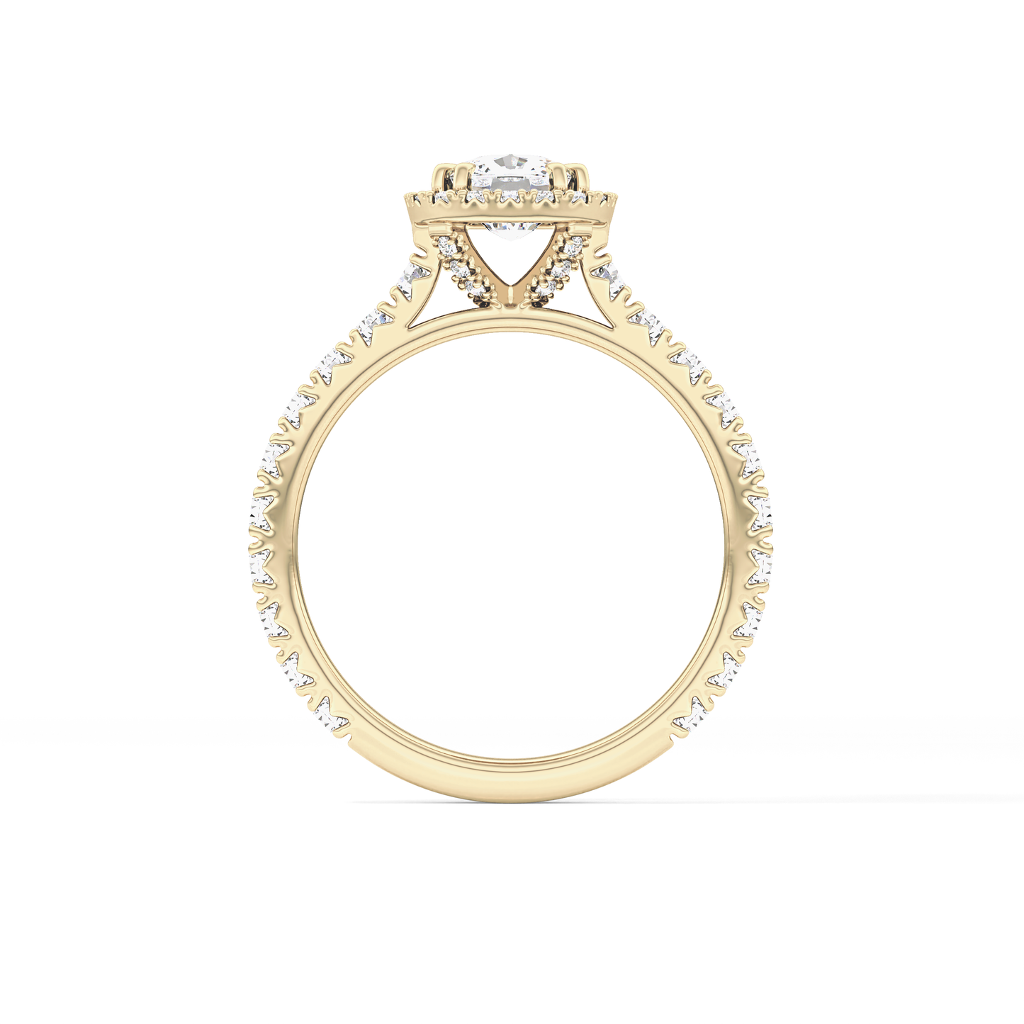 Cushion Halo & Pave Lab Grown Diamond Engagement Ring