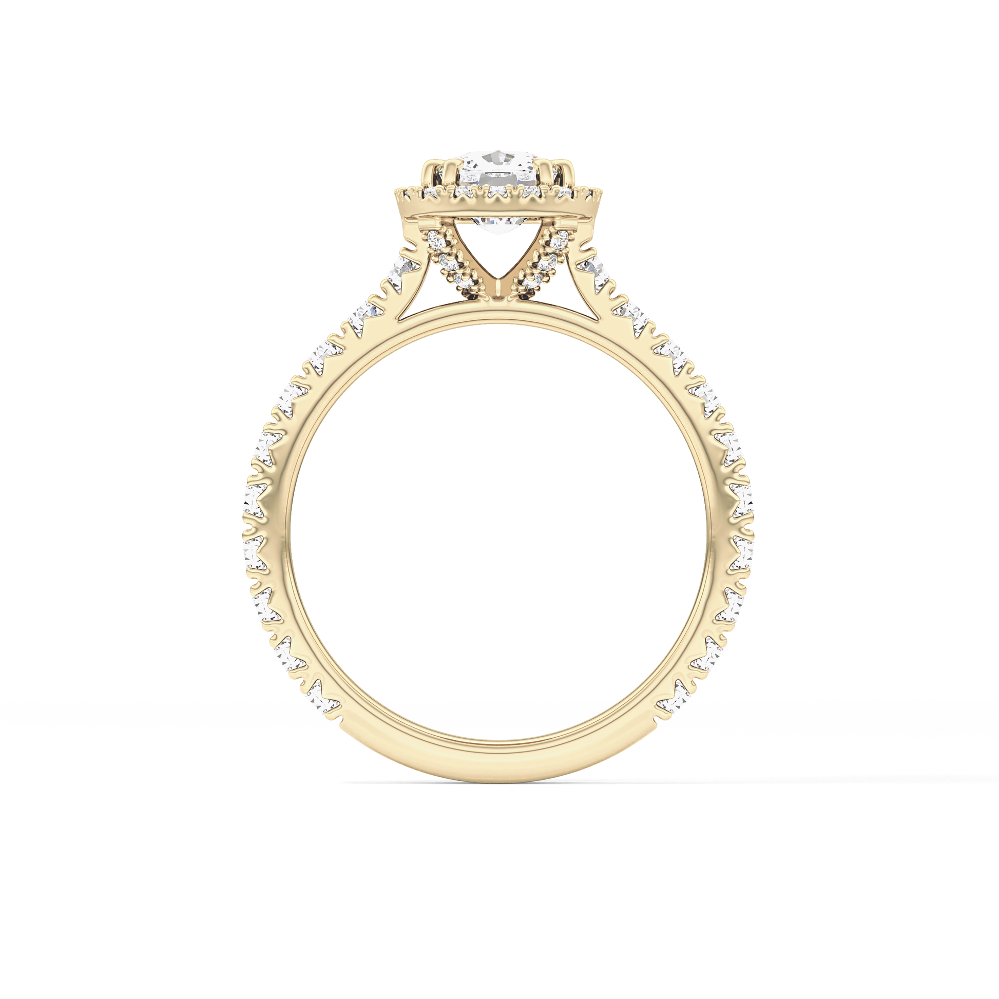 Cushion Halo & Pave Lab Grown Diamond Engagement Ring