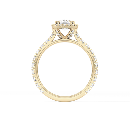 Cushion Halo & Pave Lab Grown Diamond Engagement Ring