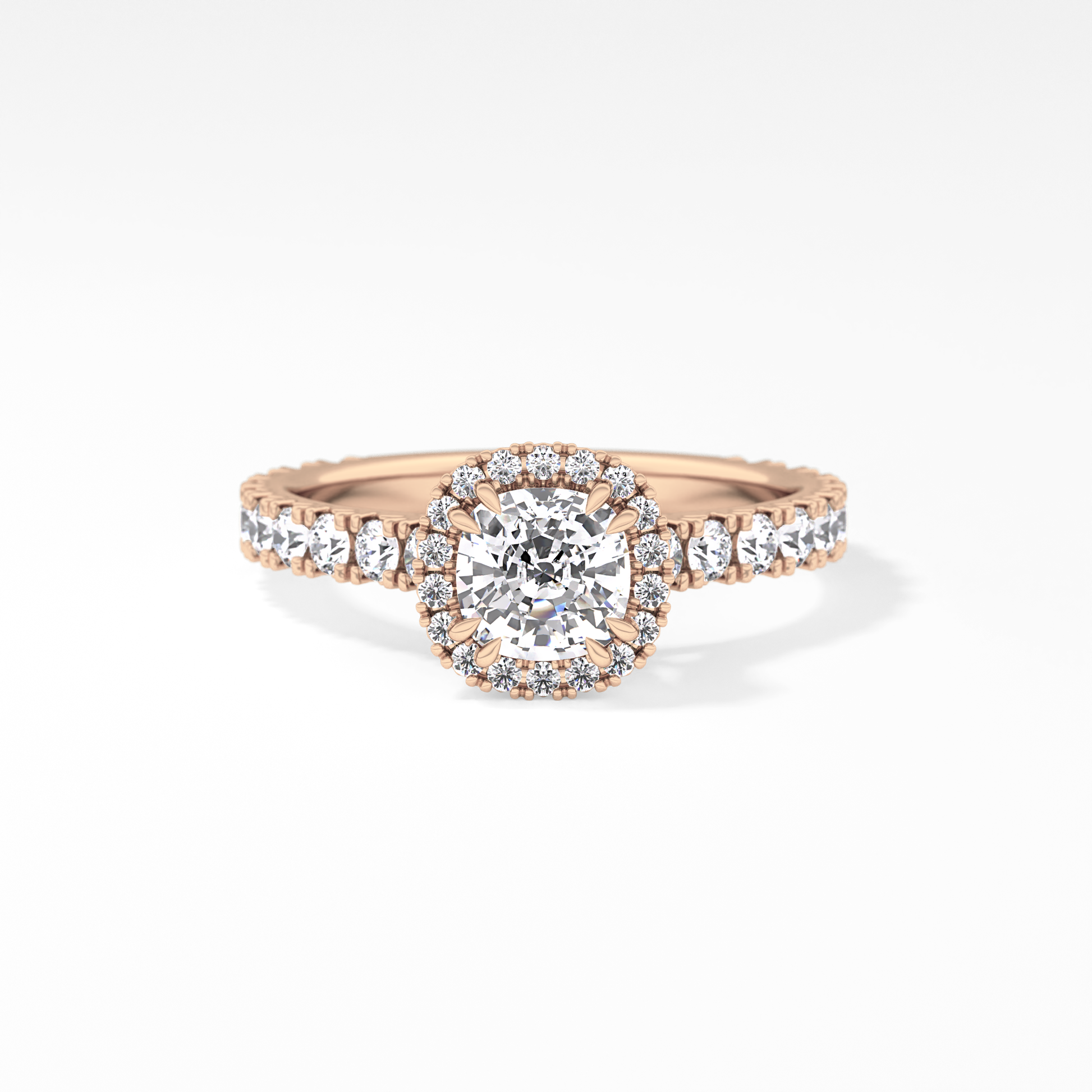 Cushion Halo & Pave Lab Grown Diamond Engagement Ring