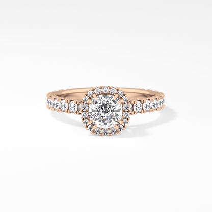 Cushion Halo & Pave Lab Grown Diamond Engagement Ring