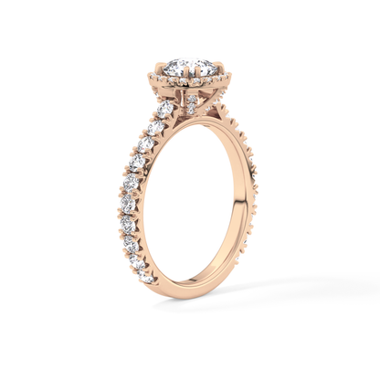 Cushion Halo & Pave Lab Grown Diamond Engagement Ring